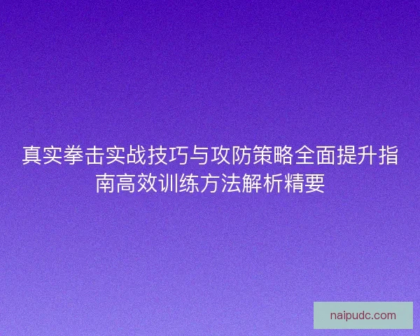 真实拳击实战技巧与攻防策略全面提升指南高效训练方法解析精要